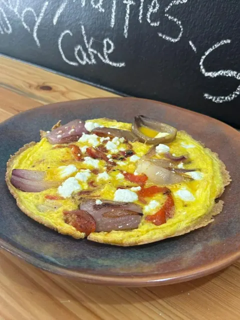 Roasted pepper, red onion and goat's cheese frittata at Salt & Roost.